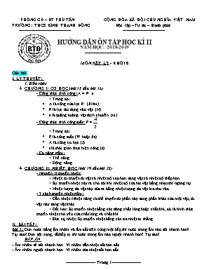 Hướng dẫn ôn tập học kì II môn Vật lý Lớp 8 - Năm học 2018-2019 - Trường THCS Bình Thạnh Đông